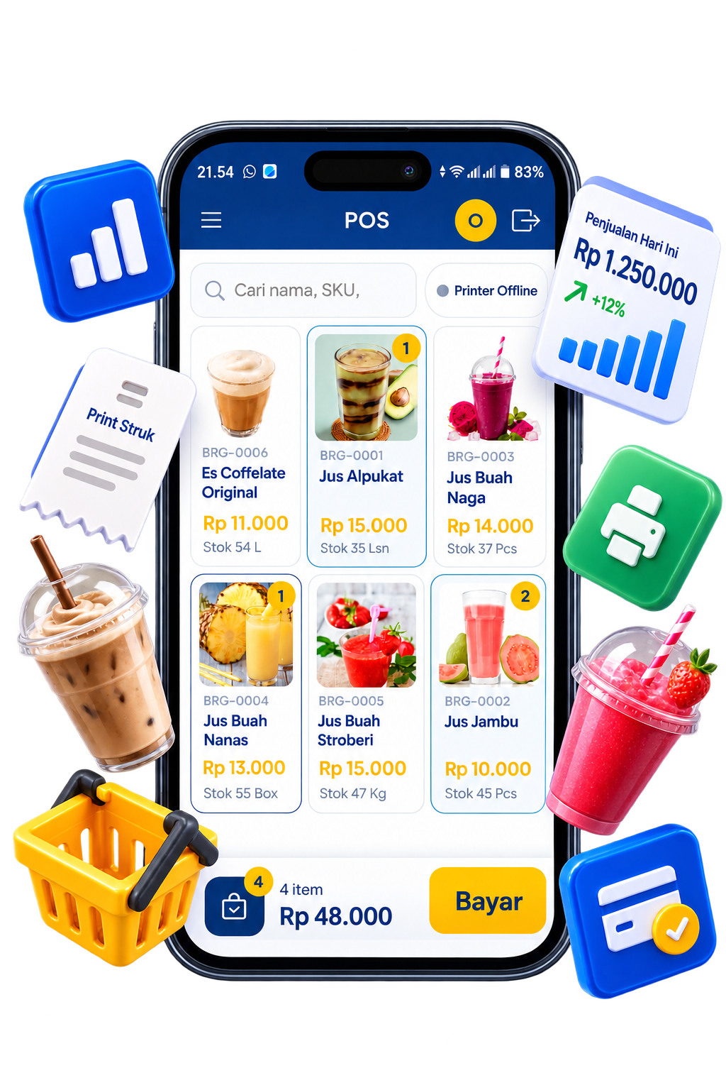 Tampilan kasir Bolana di ponsel